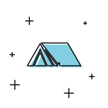 Siyah Turist çadır simgesi beyaz arka plan üzerinde izole. Kamp sembolü. Vektör İllüstrasyonu