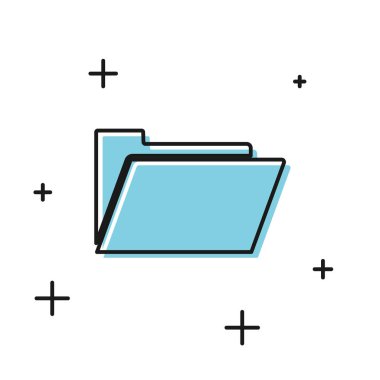 Beyaz arka planda yalıtılmış Siyah Belge klasör simgesi. Muhasebe bağlayıcı sembolü. Muhasebe yönetimi. Vektör İllüstrasyonu