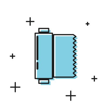 Siyah Tekstil kumaş rulo simgesi beyaz arka plan üzerinde izole. Rulo, paspas, halı, kumaş, halı veya kağıt rulo simgesi. Vektör İllüstrasyonu