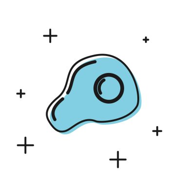 Siyah Çırpılmış yumurta simgesi beyaz arka plan üzerinde izole. Ev yapımı yemekler, kızarmış yumurta, sağlıklı kahvaltı, omlet ikonu. Vektör İllüstrasyonu