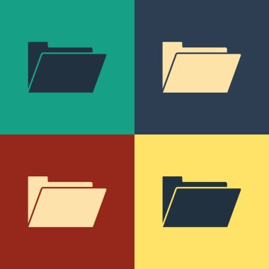 Renk arka planda yalıtılmış Renkli Belge klasör simgesi. Muhasebe bağlayıcı sembolü. Muhasebe yönetimi. Vintage tarzı çizim. Vektör İllüstrasyonu