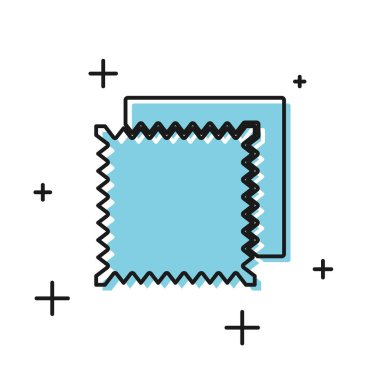 Siyah Tekstil kumaş rulo simgesi beyaz arka plan üzerinde izole. Rulo, paspas, halı, kumaş, halı veya kağıt rulo simgesi. Vektör İllüstrasyonu
