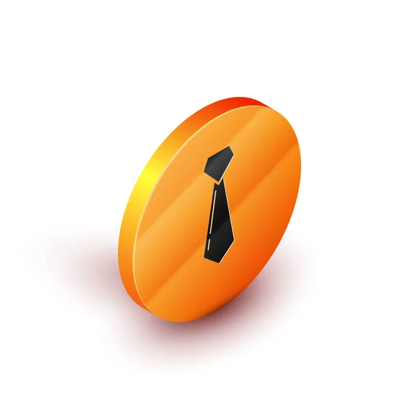 Ícone de laço isométrico isolado no fundo branco. Decote e colar símbolo. Botão laranja círculo. Ilustração vetorial — Vetor de Stock