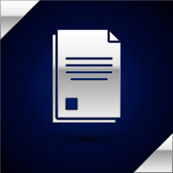 Icône de document Silver File isolée sur fond bleu foncé. Icône Liste de vérification. Concept d'entreprise. Illustration vectorielle — Image vectorielle