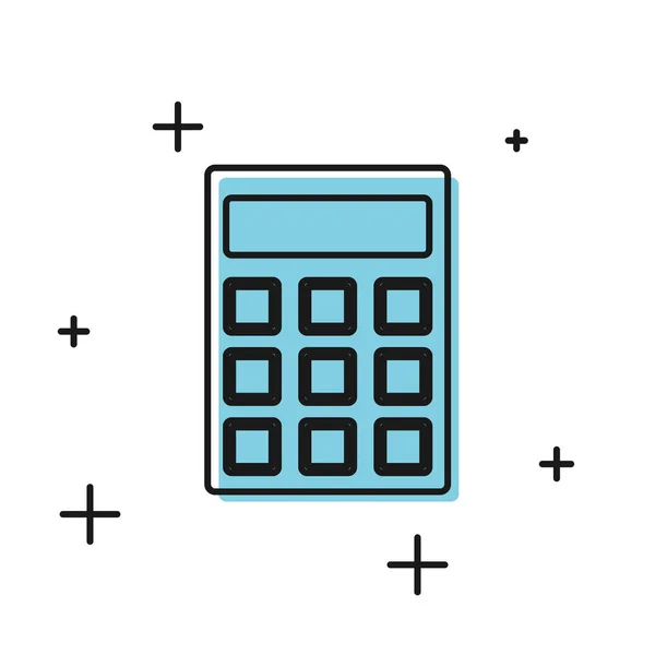 Beyaz arka planda yalıtılmış siyah hesap makinesi simgesi. Muhasebe sembolü. İş hesaplamaları matematik eğitim ve finans. Vektör İllüstrasyonu — Stok Vektör