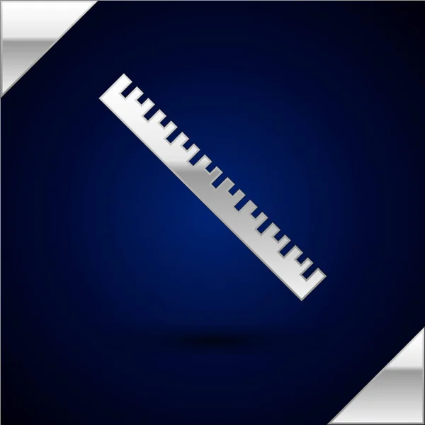 Иконка Серебряной линейки выделена на темно-синем фоне. Символ прямолинейности. Векторная миграция — стоковый вектор