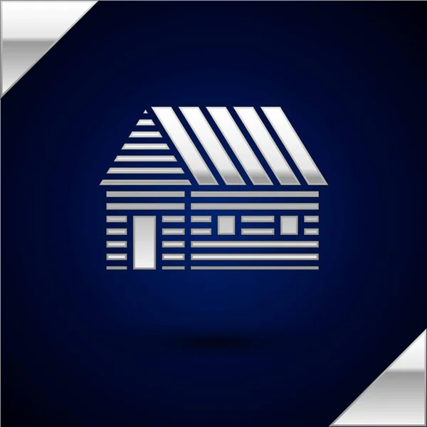 Silbernes Bauernhaussymbol isoliert auf dunkelblauem Hintergrund. Vektorillustration — Stockvektor