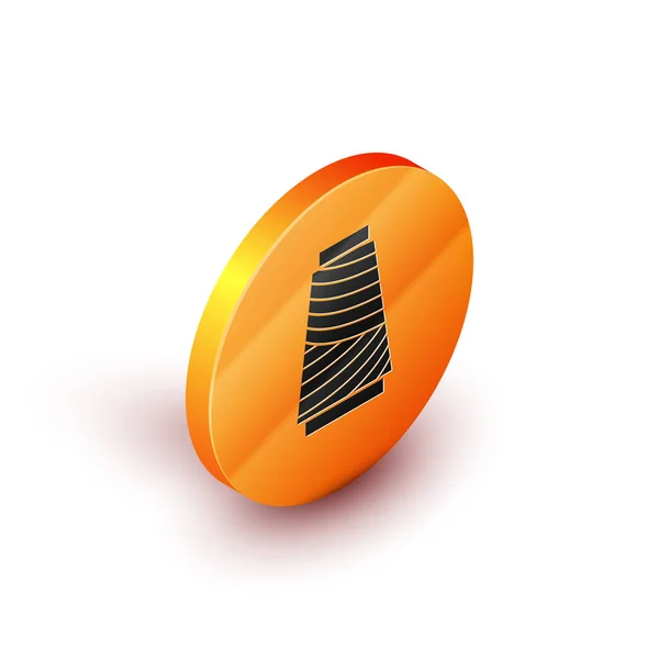 Isometrischer Nähfaden auf Spulensymbol isoliert auf weißem Hintergrund. Garnspule. Fadenspule. orange Kreis-Taste. Vektorillustration — Stockvektor