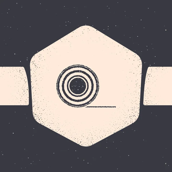 Grunge skotská ikona izolovaná na šedém pozadí. Role lepicí pásky pro práci a opravu. Lepkavá páska. Nástroje sady Office a podobně. Monochromatický výkres. Vektorová ilustrace — Stockový vektor