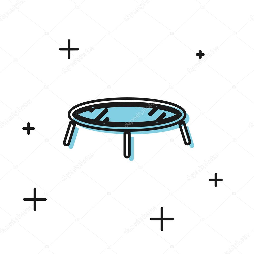 Black Jumping trampoline icon isolated on white background. Vector Illustration