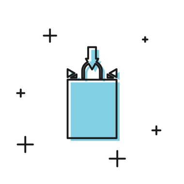 Beyaz arka planda siyah kağıt alışveriş torbası simgesi izole edildi. Paket işareti. Vektör İllüstrasyonu