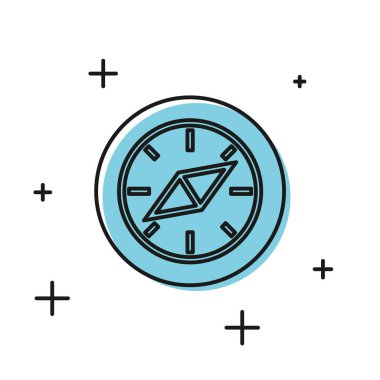 Siyah Pusula simgesi beyaz arkaplanda izole edildi. Rüzgâr yön bulma sembolü. Rüzgar gül işareti. Vektör İllüstrasyonu