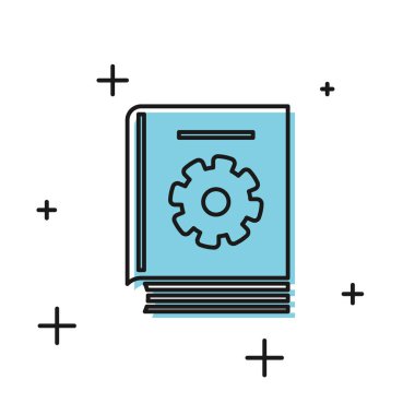 Beyaz arka planda yalıtılmış siyah Kullanım kılavuzu simgesi. Kullanım kılavuzu kitabı. Talimat işareti. Kullanmadan önce okuyun. Vektör İllüstrasyonu