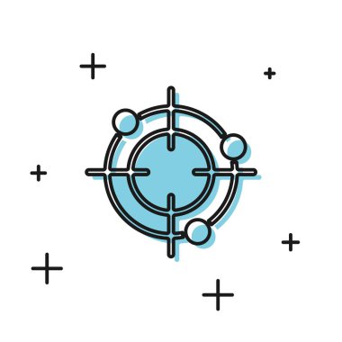 Siyah Hedef spor çekim rekabet simgesi beyaz arka plan üzerinde izole için. Atış poligonu veya tabanca atışı için numaralarla hedefi temizleyin. Vektör İllüstrasyonu