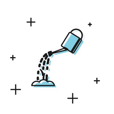 Siyah Sulama beyaz arka plan üzerinde izole su simgesi ile olabilir. Bir filizi sulandırmak. Sulama sembolü. Vektör İllüstrasyonu