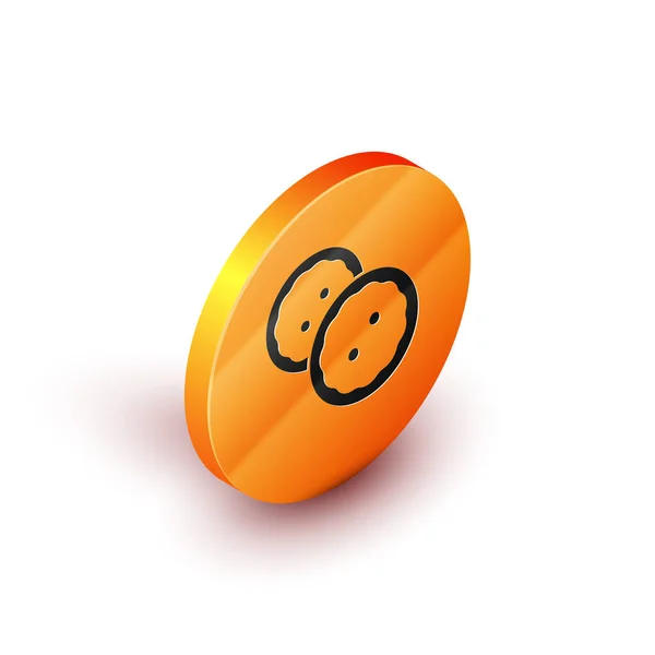 Botão de costura isométrica para ícone de roupas isolado no fundo branco. Botões de roupa. Botão laranja círculo. Ilustração vetorial — Vetor de Stock