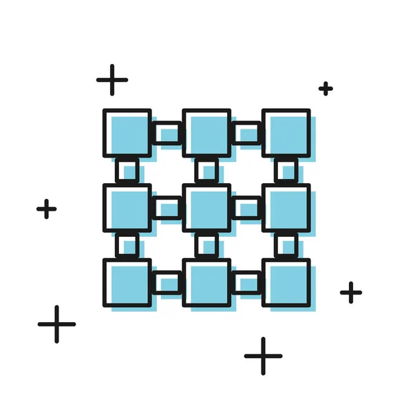 흰색 배경에 격리 된 검은 블록 체인 기술 아이콘. 암호 화폐 데이터. 추상 기하학적 인 블록 체인 네트워크 기술 사업. 벡터 일러스트레이션 — 스톡 벡터