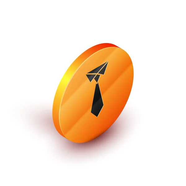Icona del legame isometrico isolata su sfondo bianco. Cravatta e cravatta simbolo. Pulsante cerchio arancione. Illustrazione vettoriale — Vettoriale Stock