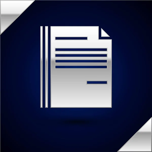 Иконка документа Silver File выделена на темно-синем фоне. Reecklist icon. Бизнес-концепция. Векторная миграция — стоковый вектор