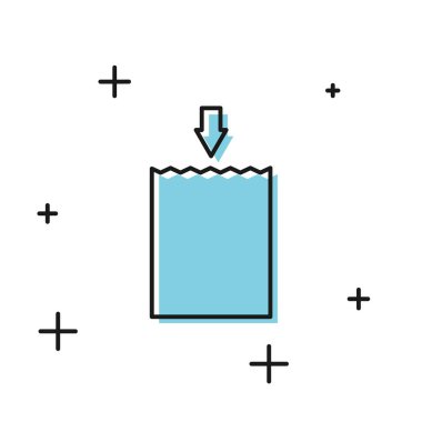 Beyaz arka planda siyah kağıt alışveriş torbası simgesi izole edildi. Paket işareti. Vektör İllüstrasyonu