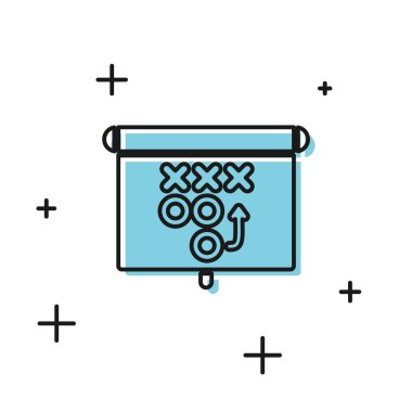 Siyah Planlama strateji kavram simgesi beyaz arka plan üzerinde izole. Futbol veya Amerikan futbol kupası oluşumu ve taktiği. Vektör İllüstrasyonu