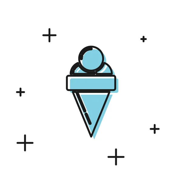 Black Ice Cream in wafel kegel icoon geïsoleerd op witte achtergrond. Zoete symbool. Vector illustratie — Stockvector