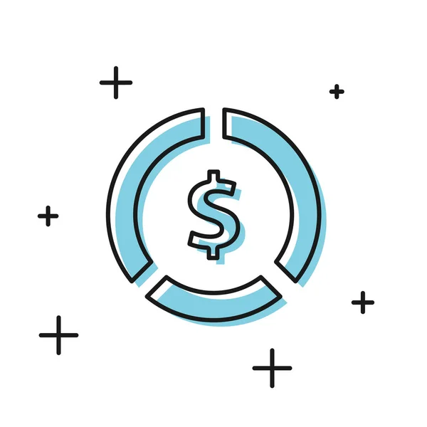 Svart mynt pengar med dollar symbolikon isolerad på vit bakgrund. Bank valutatecken. Cash-symbol. Vektor illustration — Stock vektor