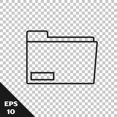 Şeffaf arkaplanda siyah çizgi belge dizin simgesi izole edildi. Muhasebe klasörü sembolü. Muhasebe yönetimi. Vektör İllüstrasyonu