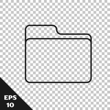 Şeffaf arkaplanda siyah çizgi belge dizin simgesi izole edildi. Muhasebe klasörü sembolü. Muhasebe yönetimi. Vektör İllüstrasyonu