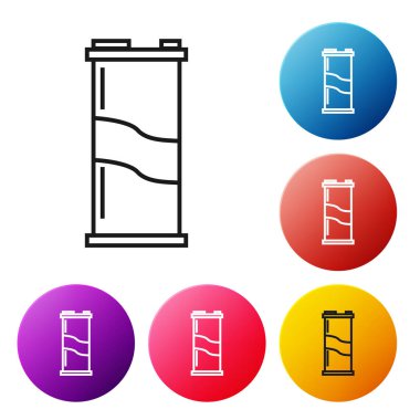 Siyah çizgi Soda beyaz arka plan üzerinde izole simgesi olabilir. Simgeleri renkli daire düğmeleri ayarlayın. Vektör İllüstrasyonu