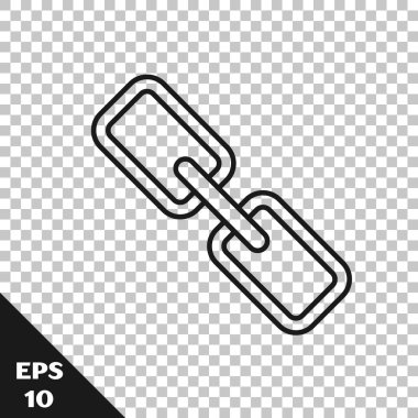 Saydam arka planda yalıtılmış siyah çizgi zinciri bağlantı simgesi. Bağlantı tek. Köprü zinciri sembolü. Vektör İllüstrasyonu