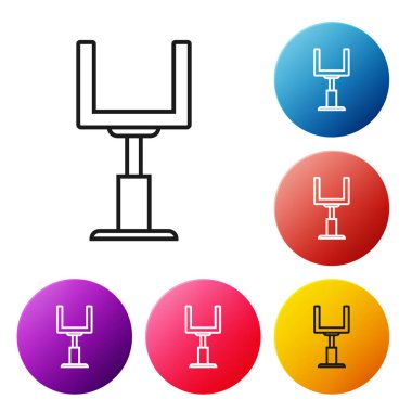 Siyah çizgi Amerikan futbolu gol sonrası simgesi beyaz arka plan üzerinde izole. Simgeleri renkli daire düğmeleri ayarlayın. Vektör İllüstrasyonu