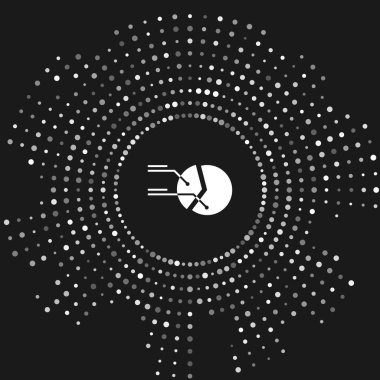 Gri arka planda yalıtılmış Beyaz Pasta grafik bilgi grafiği simgesi. Diyagram grafik işareti. Soyut daire rasgele nokta. Vektör İllüstrasyonu