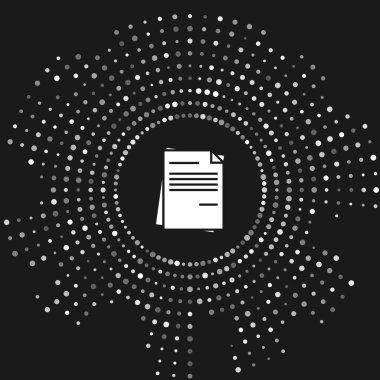 Gri arka planda yalıtılmış Beyaz Dosya belge simgesi. Denetim listesi simgesi. İş konsepti. Soyut daire rasgele nokta. Vektör İllüstrasyonu