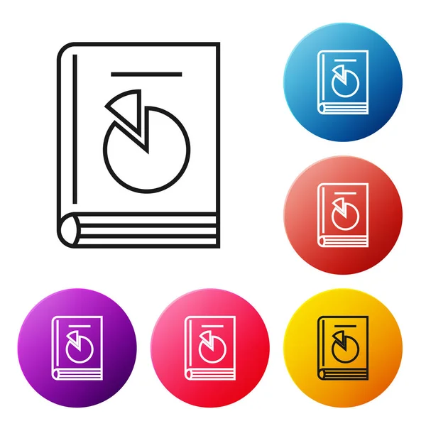 Black line User manual icon isolated on white background. User guide book. Instruction sign. Read before use. Set icons colorful circle buttons. Vector Illustration — Stock Vector