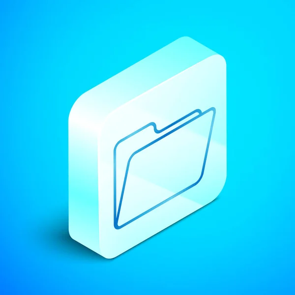 Línea isométrica Icono de carpeta de documento aislado sobre fondo azul. Símbolo de encuadernación contable. Dirección de contabilidad. Botón cuadrado plateado. Ilustración vectorial — Vector de stock