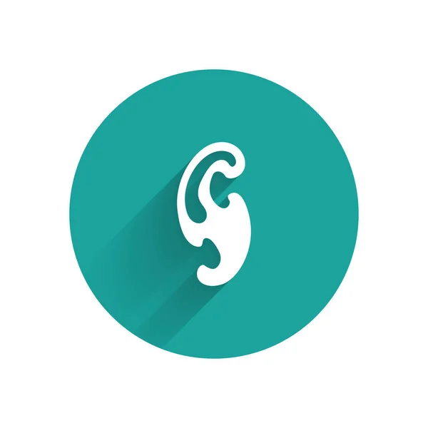 Icono de curvas blancas francesas aislado con sombra larga. Equipo de costura. Botón círculo verde. Ilustración vectorial — Archivo Imágenes Vectoriales