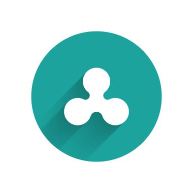 Beyaz Cryptocurrency sikke Ripple Xrp simgesi uzun gölge ile izole. Altcoin sembolü. Blockchain tabanlı güvenli kripto para birimi. Yeşil daire düğmesi. Vektör İllüstrasyonu