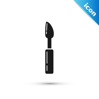 Siyah Kesici araç simgesi beyaz arka planda yalıtılmış. Bıçakla dikiş bıçağı. Vektör İllüstrasyonu