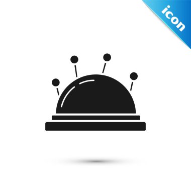 Siyah İğne yatak ve iğneler simgesi beyaz arka plan üzerinde izole. El yapımı ve dikiş teması. Vektör İllüstrasyonu