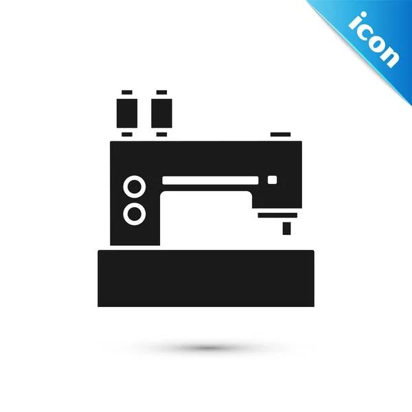 Icono de máquina de coser negro aislado sobre fondo blanco. Ilustración vectorial — Vector de stock