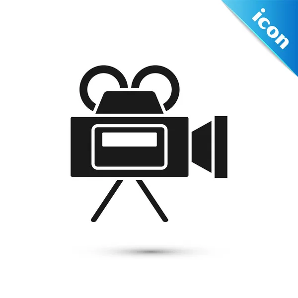 Schwarzes Kinokamera-Symbol isoliert auf weißem Hintergrund. Videokamera. Filmschild. Filmprojektor. Vektorillustration — Stockvektor
