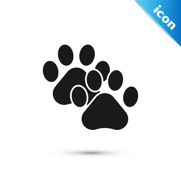 Black Paw print icon isolated on white background. Dog or cat paw print. Animal track. Vector Illustration — Stock Vector