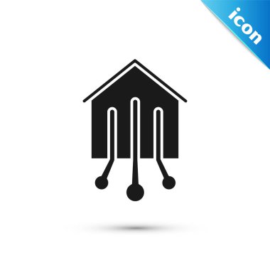 Siyah Akıllı ev simgesi beyaz arka planda yalıtılmış. Uzaktan kumanda. Vektör İllüstrasyonu