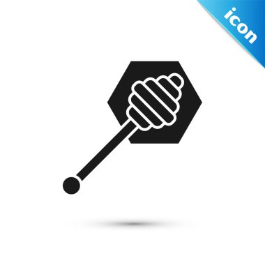 Siyah Bal dipper sopa simgesi beyaz arka plan üzerinde izole. Bal kepçesi. Vektör İllüstrasyonu