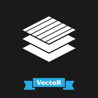 Beyaz tekstil kumaş rulo simgesi siyah arkaplanda izole edildi. Yuvarlan, paspas, halı, halı, halı ya da kağıt rulo ikonu. Vektör İllüstrasyonu