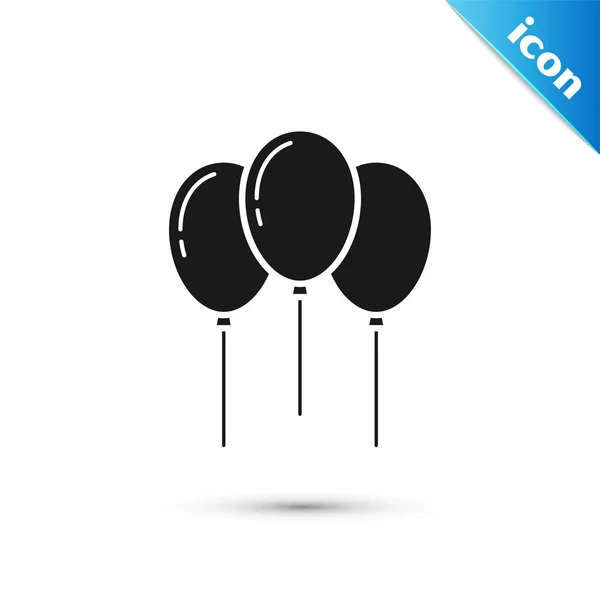 Globos negros con icono de cinta aislado sobre fondo blanco. Ilustración vectorial — Archivo Imágenes Vectoriales