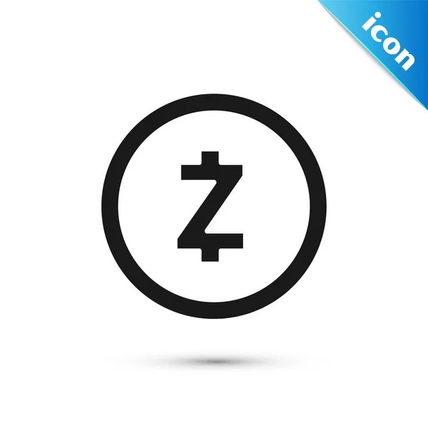 Czarna moneta kryptowaluta Zcash Zec ikona na białym tle. Waluta cyfrowa. Symbol altcoin. Blockchain oparta bezpieczna kryptowaluta. Ilustracja wektorowa — Wektor stockowy