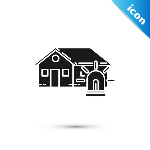 Schwarzes Smart House und Alarmsymbol isoliert auf weißem Hintergrund. Sicherheitssystem des Smart Home. Vektorillustration — Stockvektor