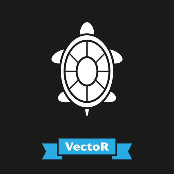 Icono de tortuga blanca aislado sobre fondo negro. Ilustración vectorial — Archivo Imágenes Vectoriales